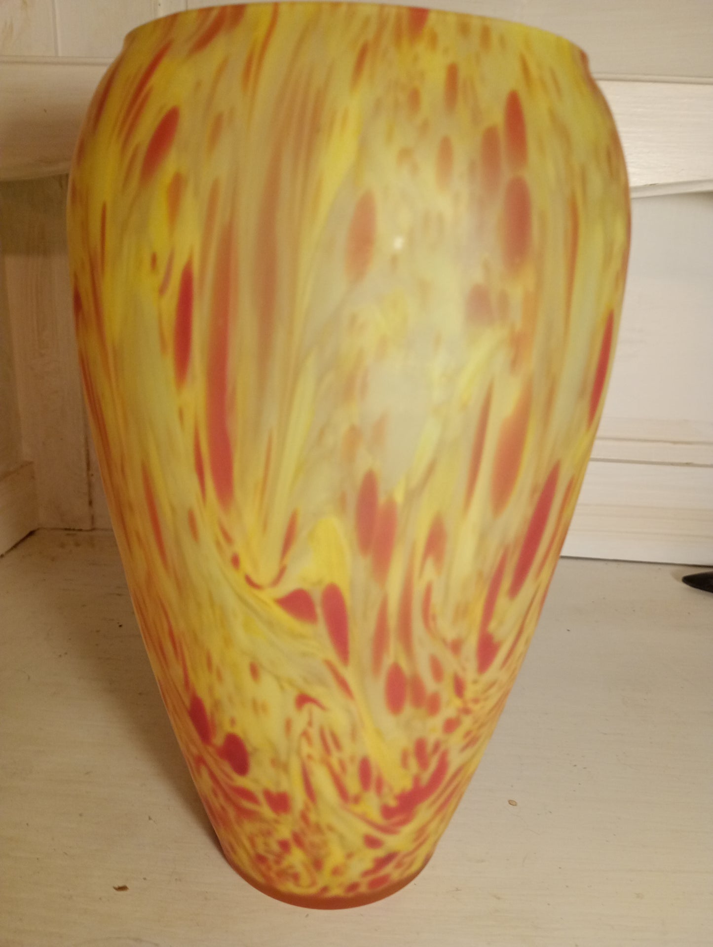 Vase en Pâte de Verre Soufflé Vintage - Jaune Orange Années 50/60 Description: