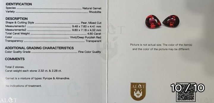 L'Éclat Pur : Paire de Rhodolites "Vivid Red"