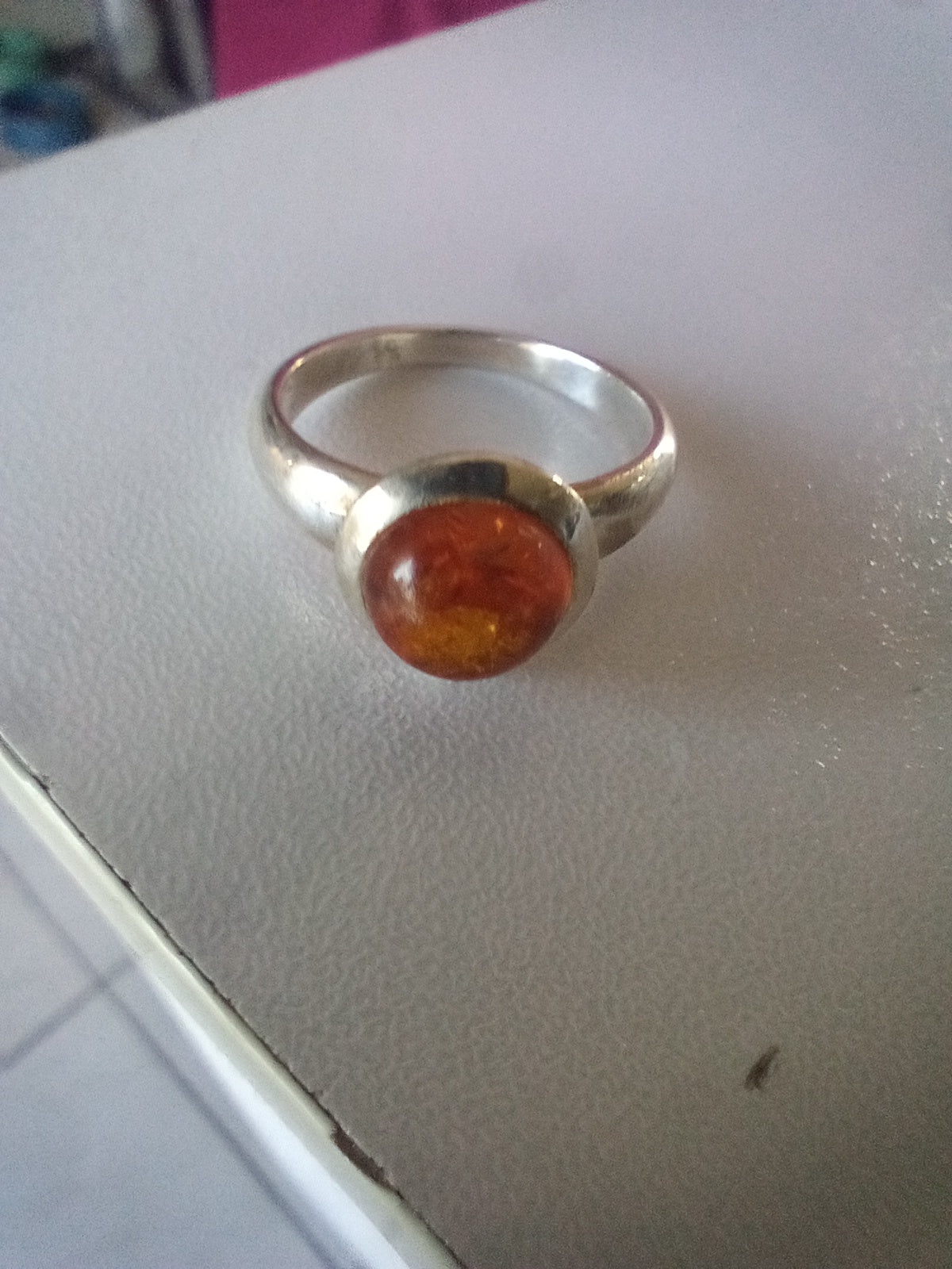 bague alliage et ambre naturelle