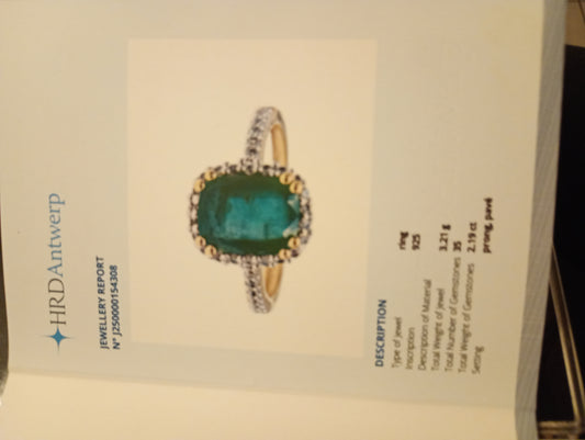 Bague Halo Émeraude & Argent Fin 925