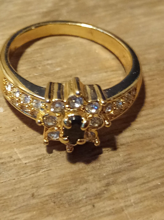 Bague Fleur Royale - Or et Saphir Nuit