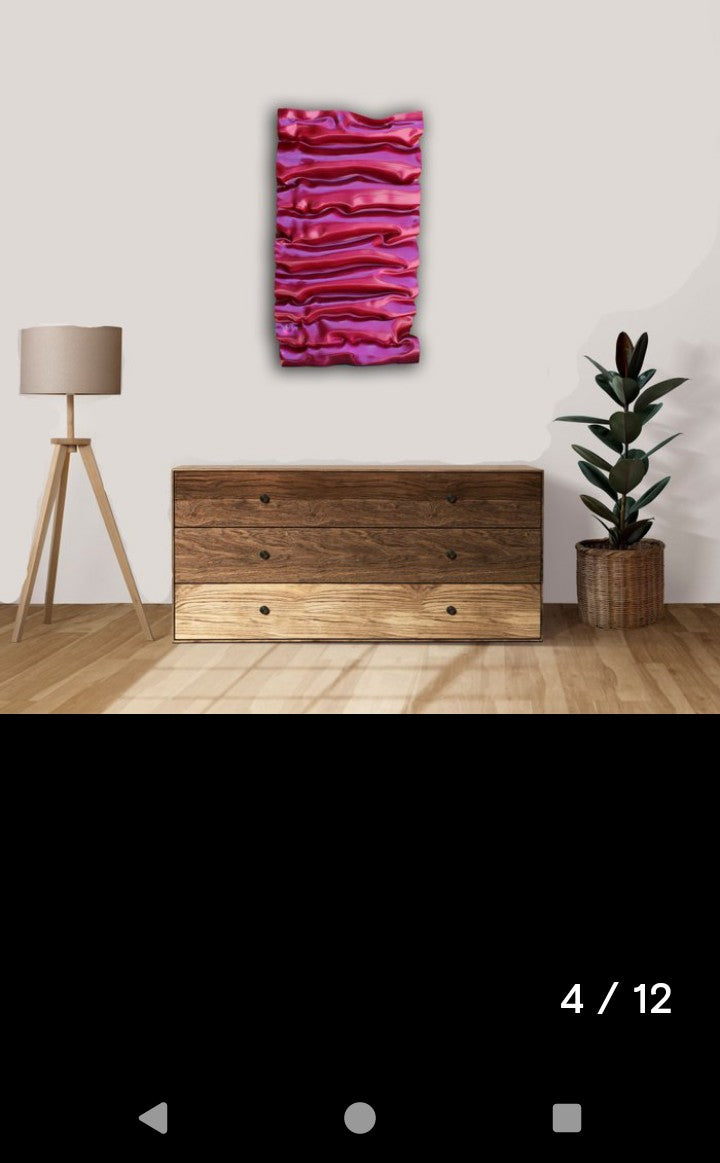 Sculpture Murale Contemporaine - "Vague de Magenta